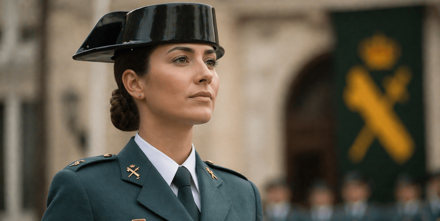 Agente de la Guardia Civil en uniforme oficial con tricornio durante acto institucional